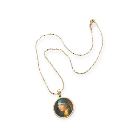 necklace steel gold girl with the earrings1